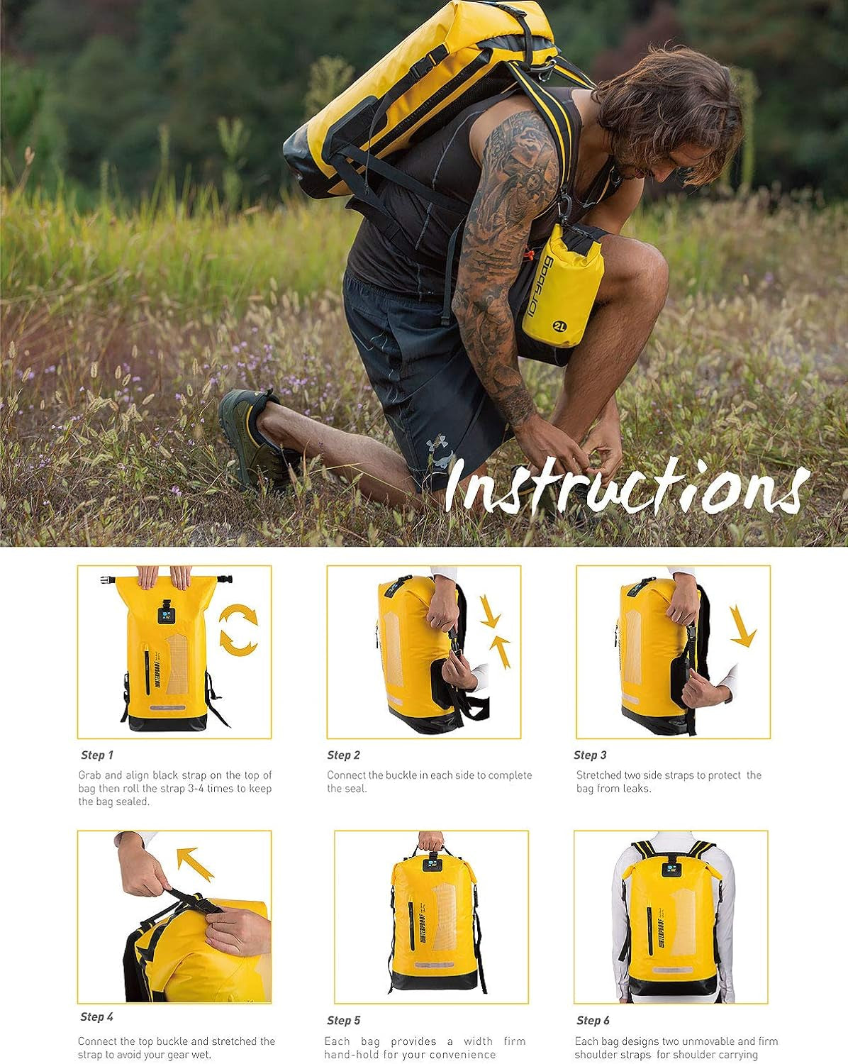 Waterproof Backpack for Men 30L, Floating Dry Bag Kayak, Dry Backpack Hiking