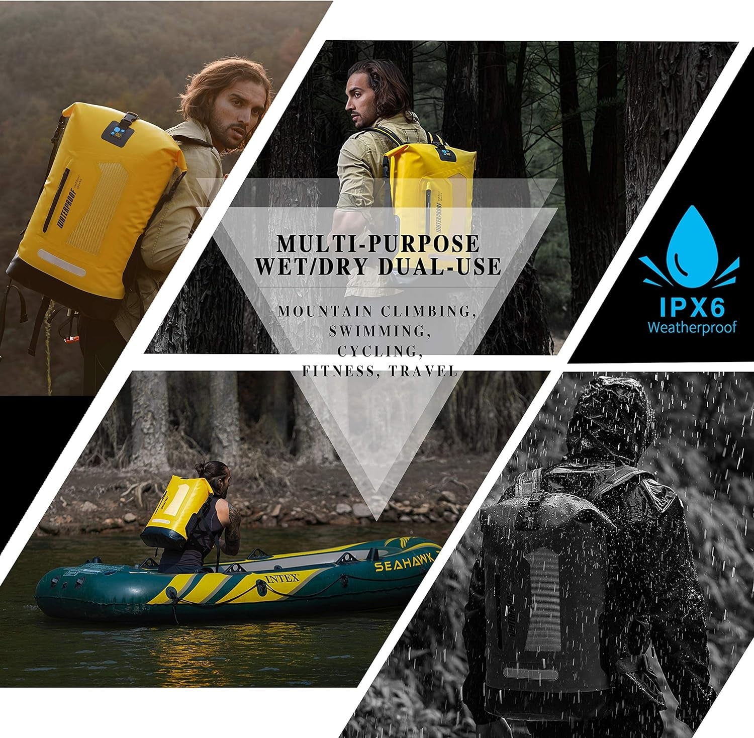 Waterproof Backpack for Men 30L, Floating Dry Bag Kayak, Dry Backpack Hiking