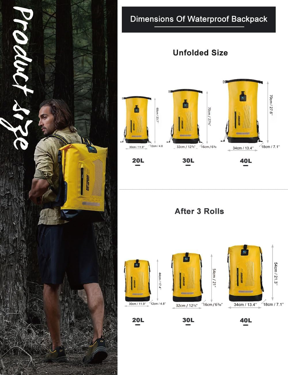 Waterproof Backpack for Men 30L, Floating Dry Bag Kayak, Dry Backpack Hiking