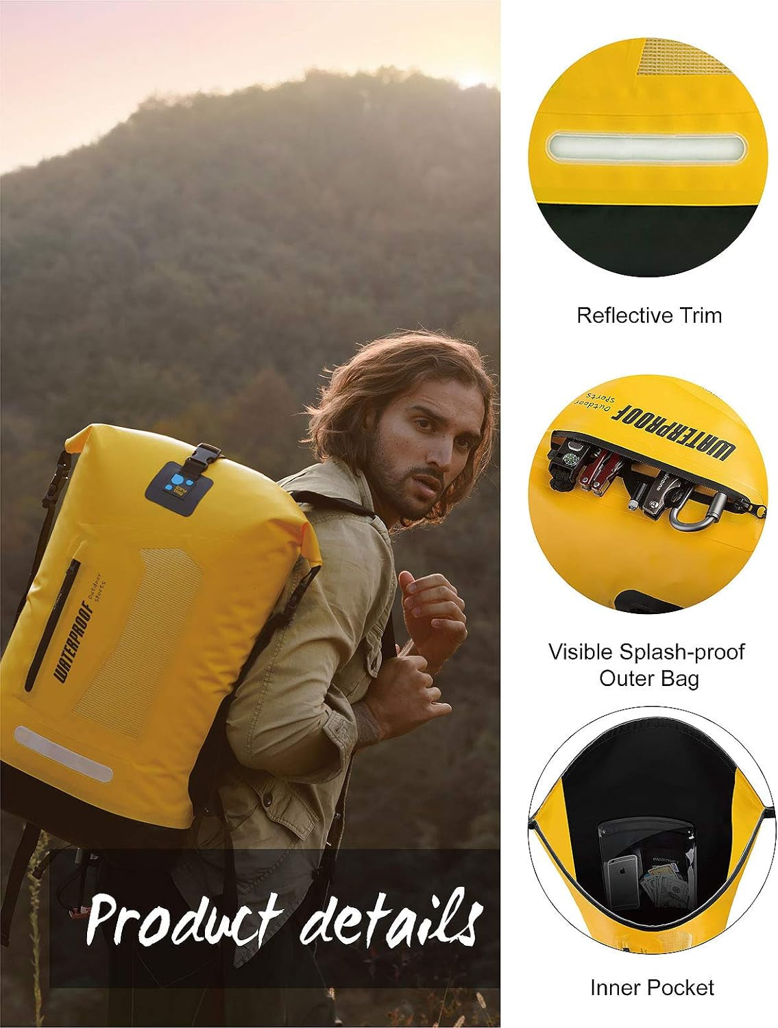 Waterproof Backpack for Men 30L, Floating Dry Bag Kayak, Dry Backpack Hiking
