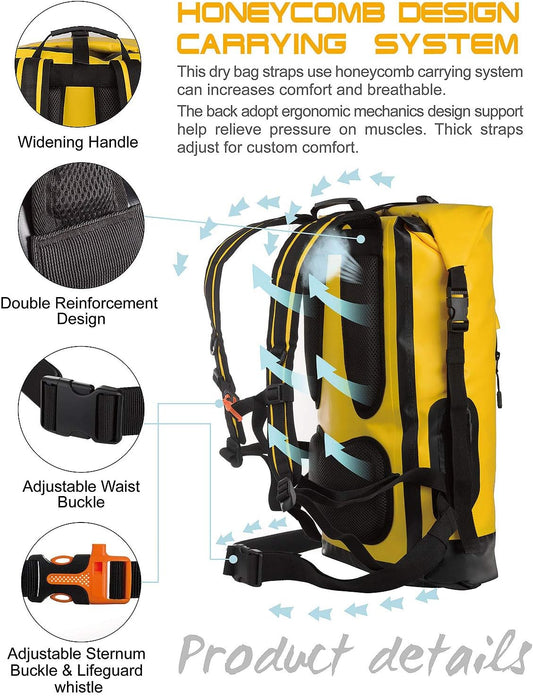 Waterproof Backpack for Men 30L, Floating Dry Bag Kayak, Dry Backpack Hiking